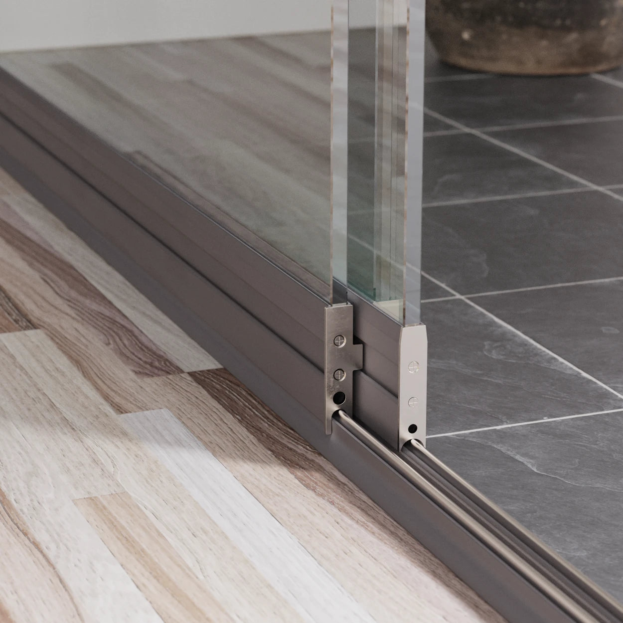 Glazen Schuifwand 2-Rails (2 Glaspanelen): tot 200 cm