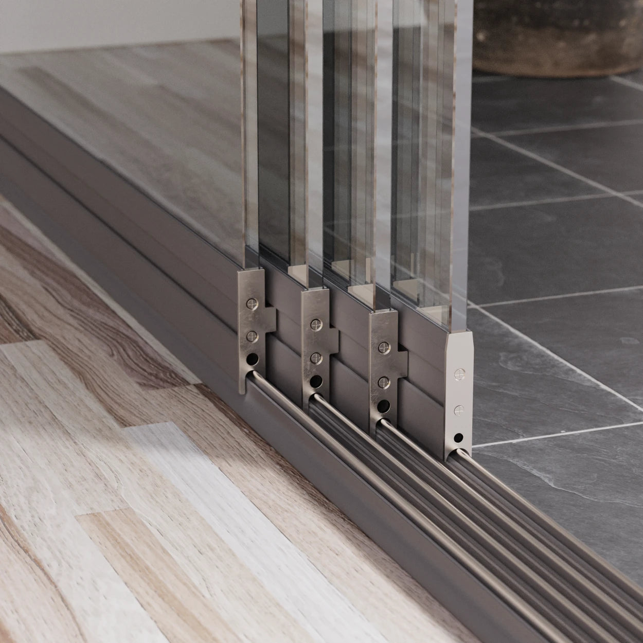 Glazen Schuifwand 4-Rails (4 Glaspanelen): tot 400 cm