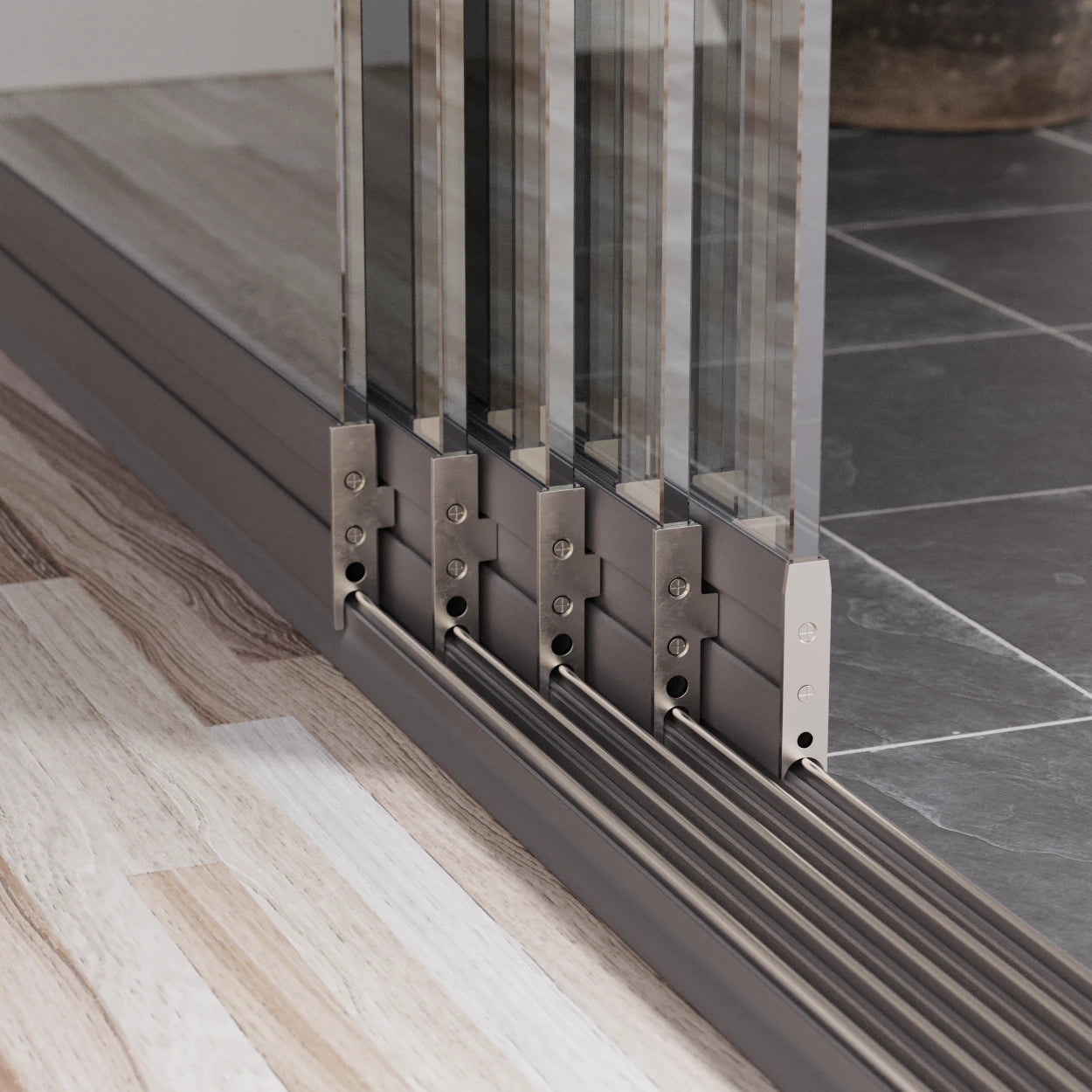 Glazen Schuifwand 5-Rails (5 Glaspanelen): tot 500 cm