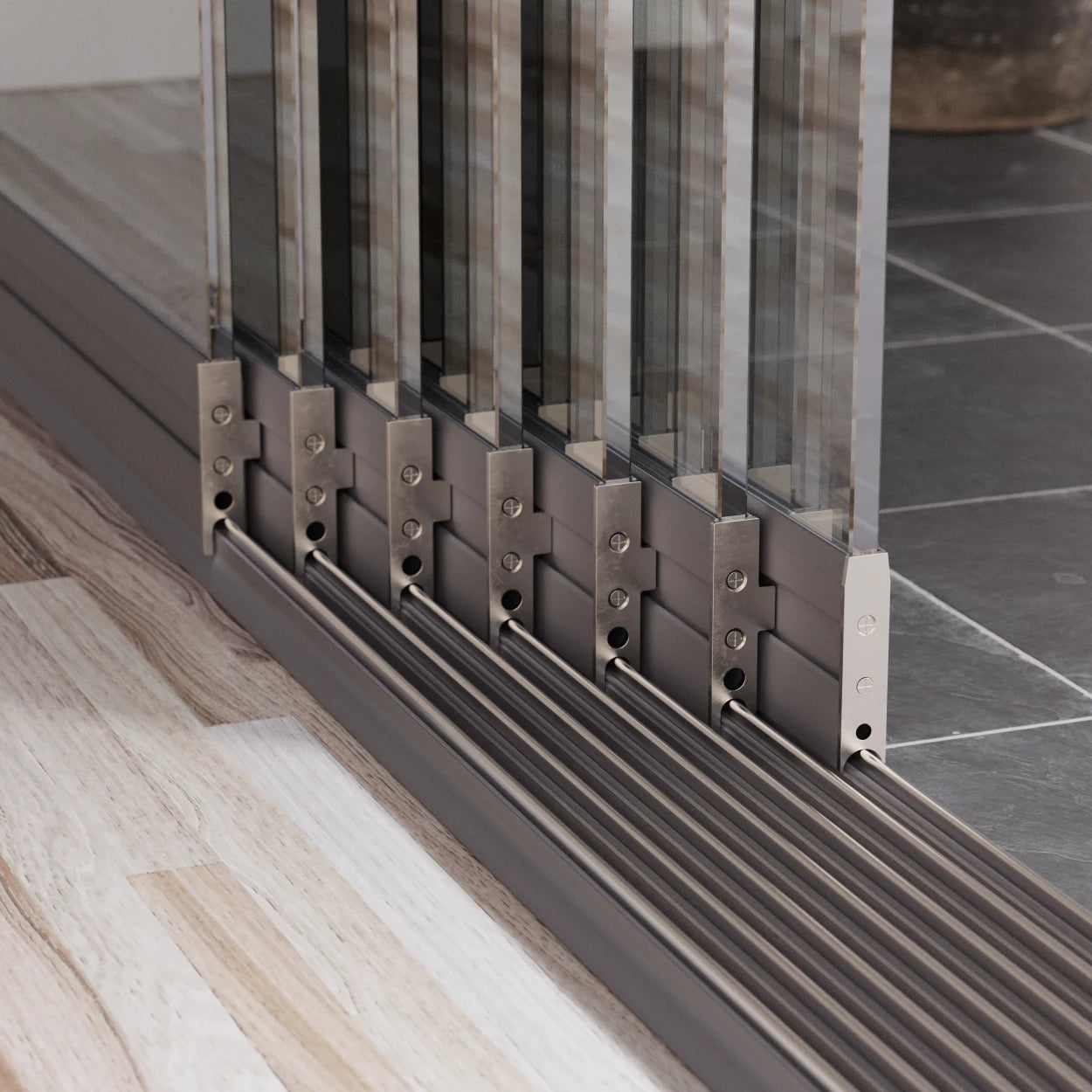 Glazen Schuifwand 7-Rails (7 Glaspanelen): tot 700 cm