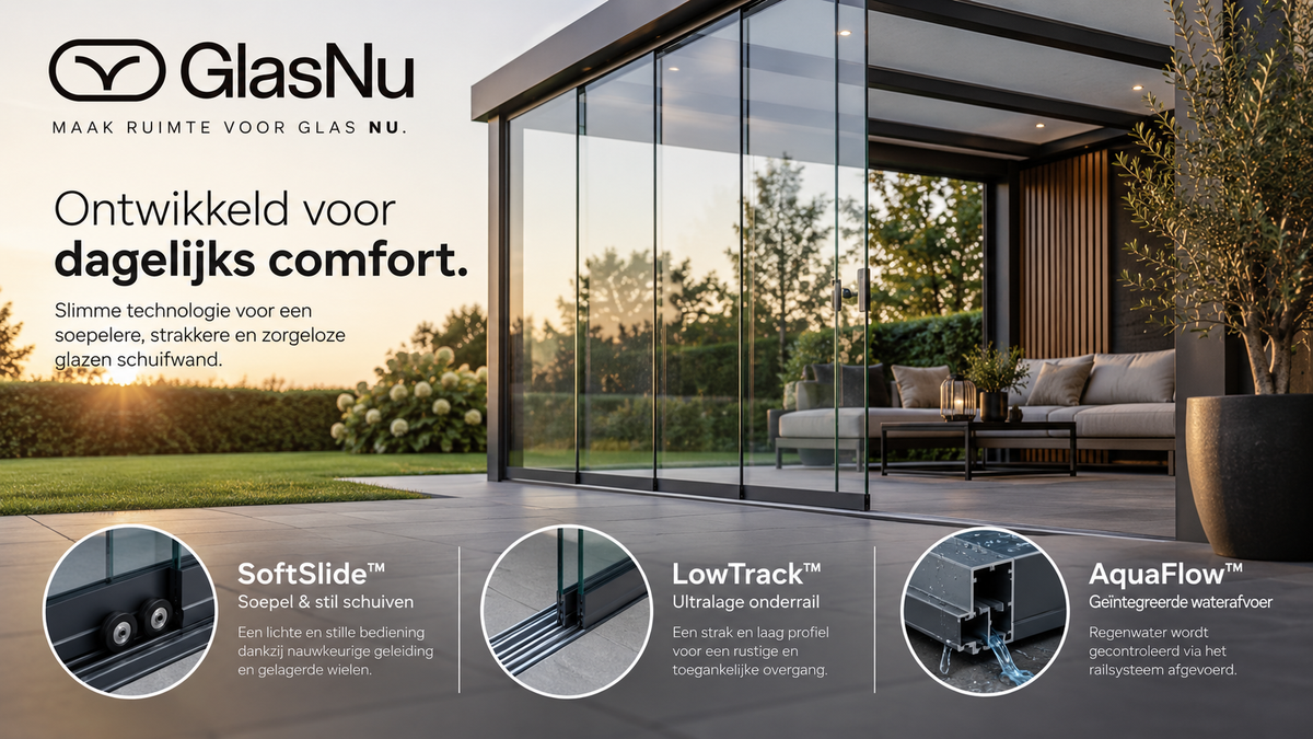 GlasNu SoftSlide™, LowTrack™ & AquaFlow™: ontwikkeld voor dagelijks comfort
