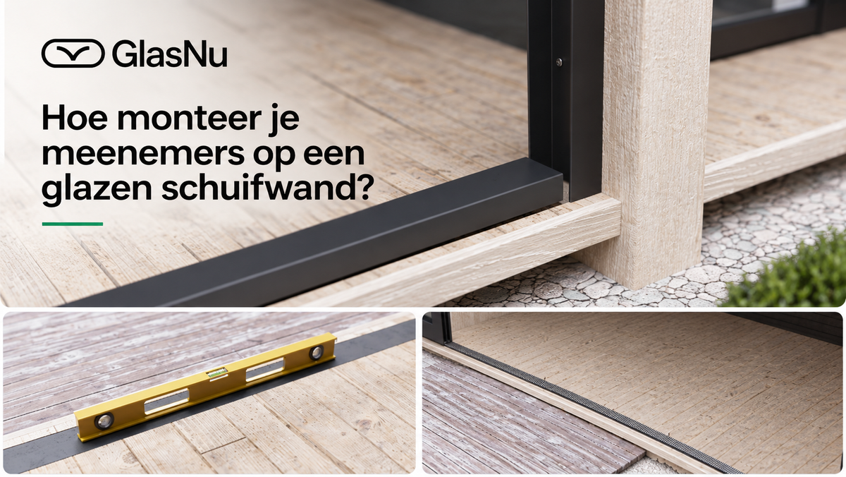 Hoe monteer je meenemers op een glazen schuifwand?