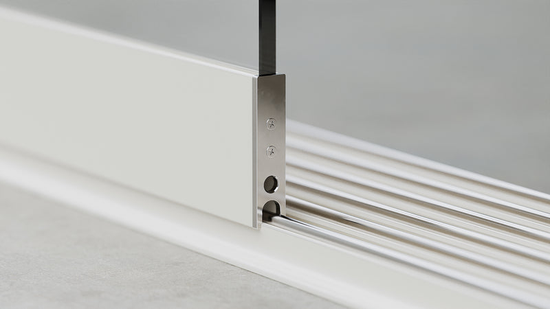 Onderprofiel met loopwielen voor glazen schuifwand
