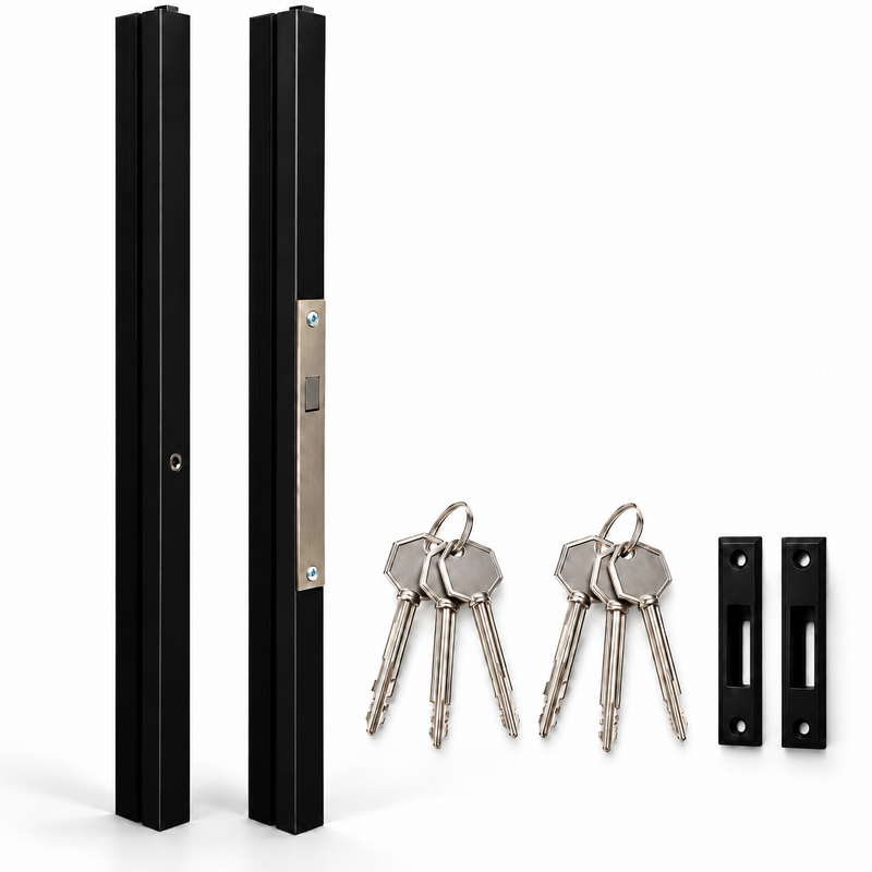 Slotprofiel met slot voor glazen schuifwanden – complete set links + rechts