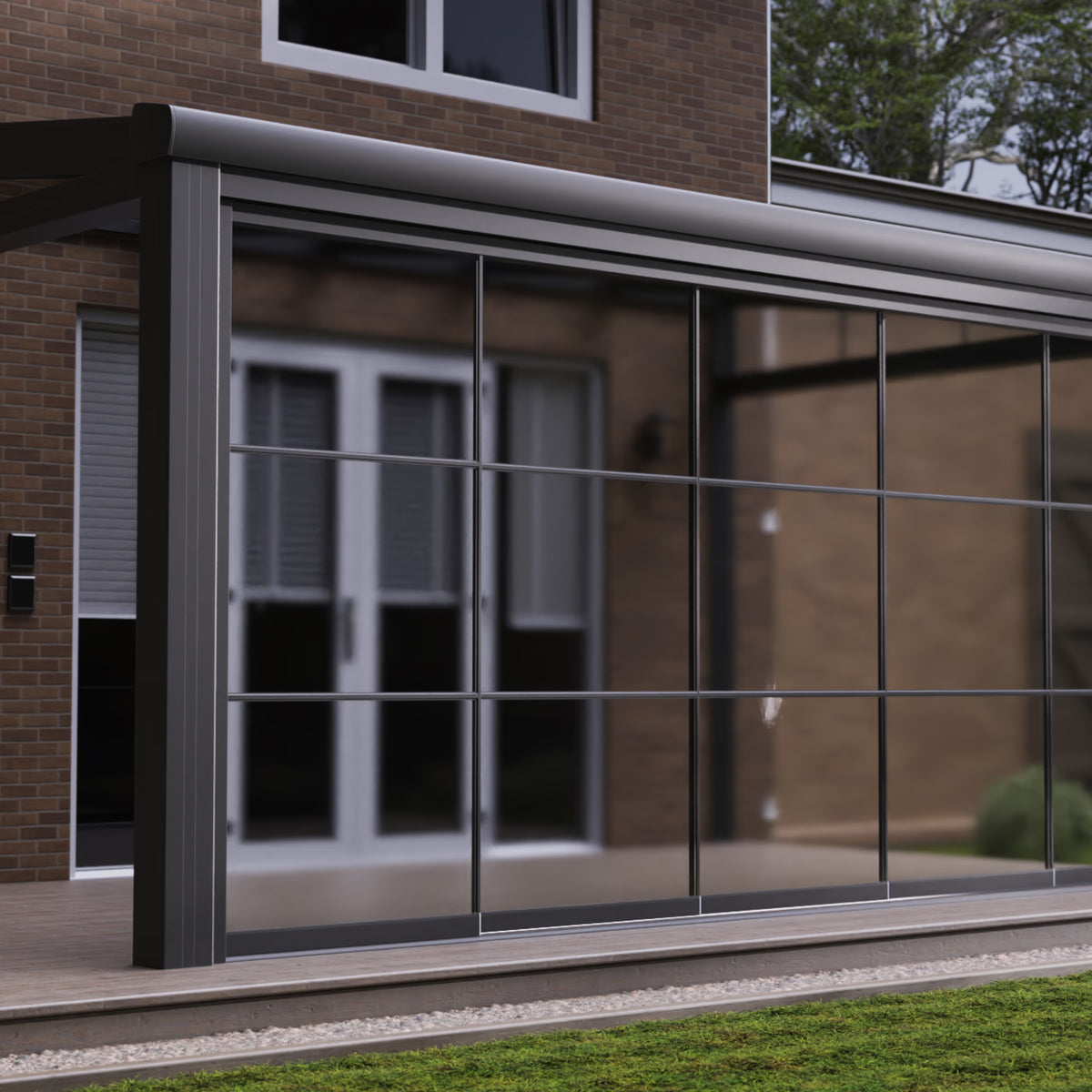 Steellook set voor glazen schuifwand – 1 glaspaneel